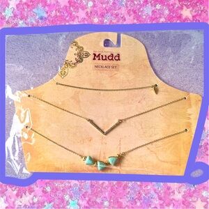 Mudd Gold Necklace Set turquoise rhinestone kohls festival western Coachella NWT